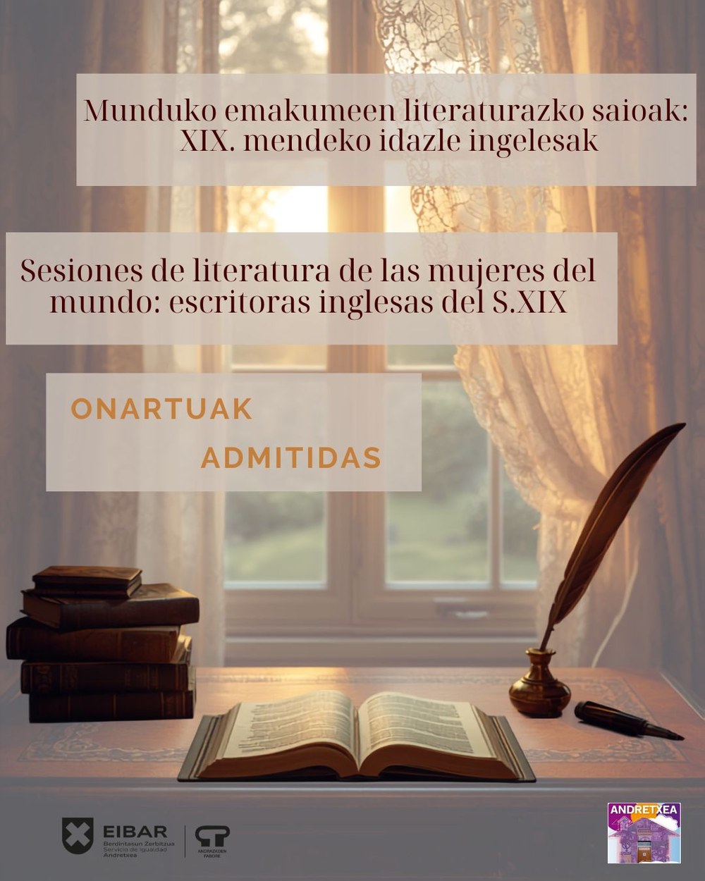 Publicado el listado de las admitidas en "Sesiones de literatura de las mujeres del mundo: escritoras inglesas del S.XIX"