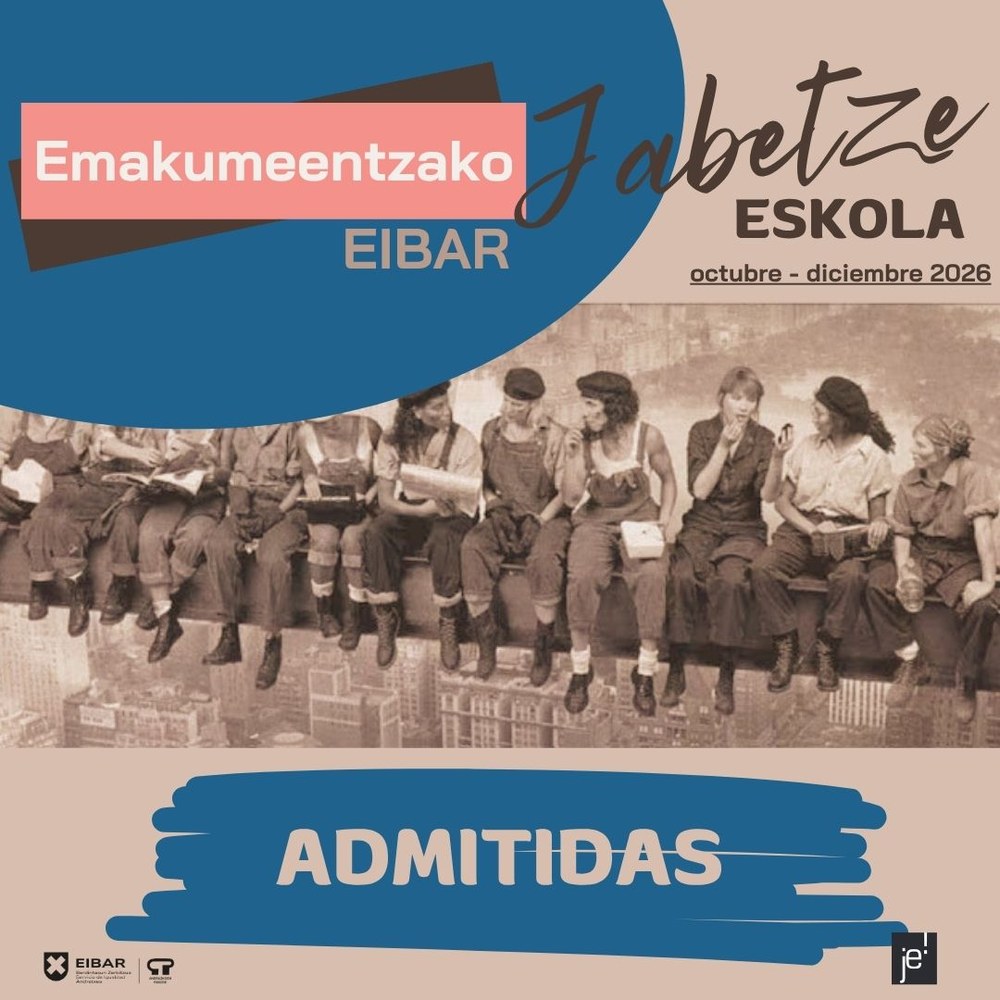 Publicados los listados de las admitidas en los cursos de la Jabetze Eskola de otoño del 2026