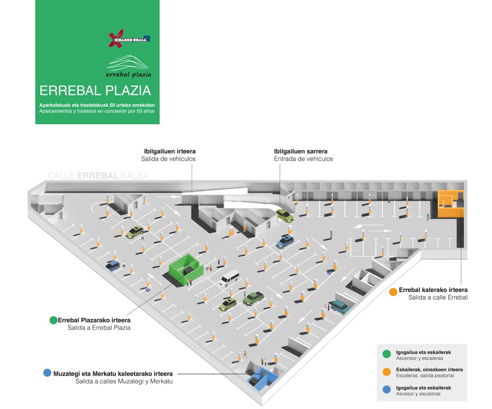 Admitidas 288 solicitudes para adquirir en régimen de concesión alguna de las plazas de garaje en el nuevo complejo 'Errebal Plazia' Errebal Plazia: Planta -2.