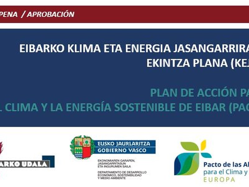 Aprobado el Plan de Acción para el Clima y la Energía Sostenible de Eibar 2022-2030.