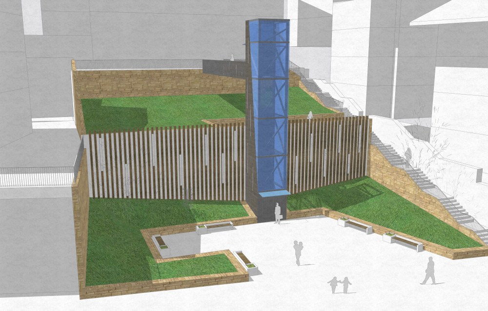 Comienzan los trabajos de construcción del primero de los ascensores públicos en la zona de Mekola Imagen del primero de los ascensores públicos que se instalarán en la zona de Mekola.