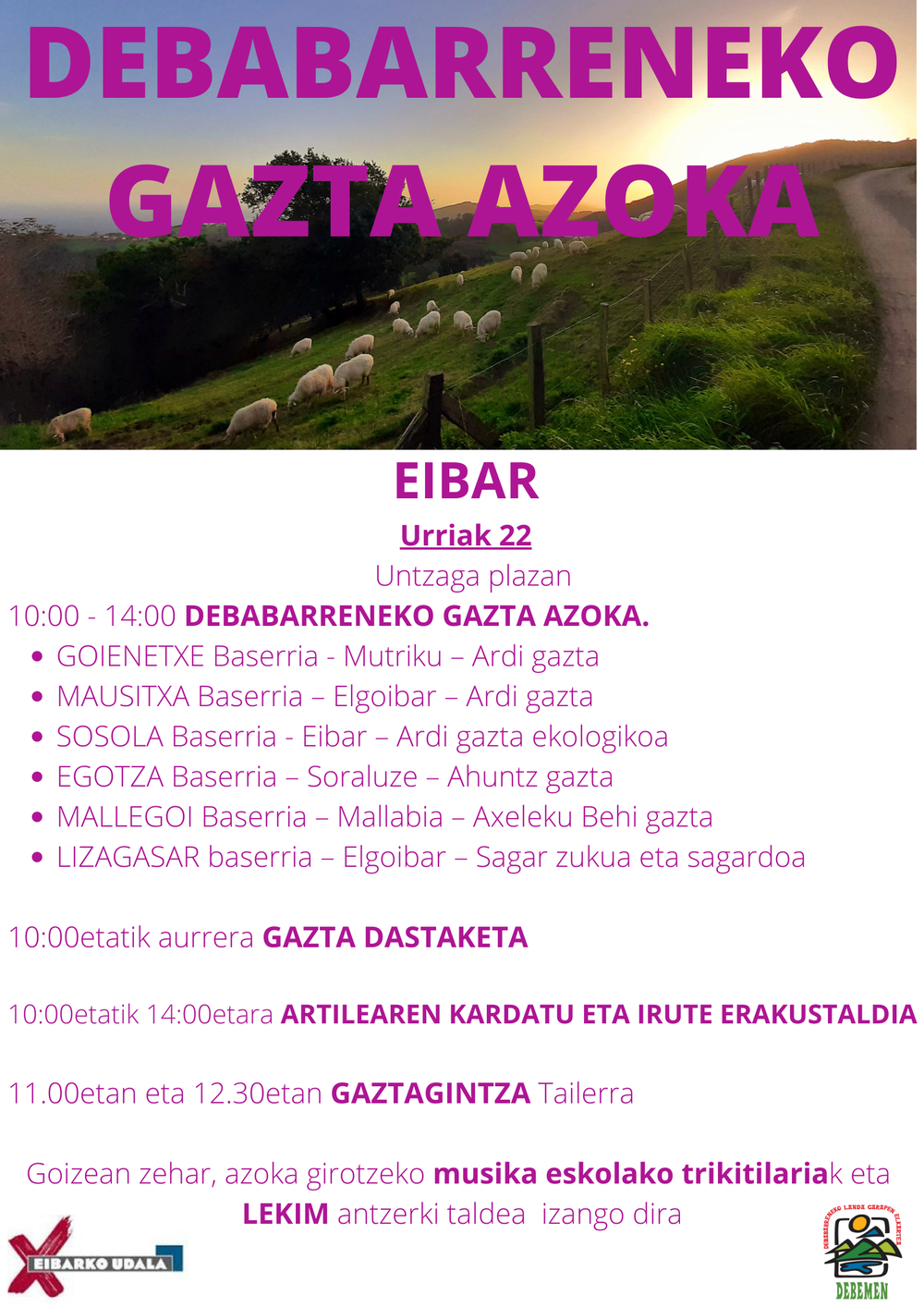 Eibar acoge este sábado la VI Feria del Queso de Debabarrena, con la presencia de seis productores del entorno Cartel.