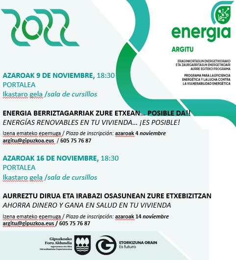Eibar acogerá en noviembre dos nuevas jornadas de los talleres 'Energia Argitu' dirigidos a impulsar la reducción del consumo energético Eibar acogerá en noviembre dos nuevas jornadas de los talleres 'Energia Argitu' dirigidos a impulsar la reducción del consumo energético
