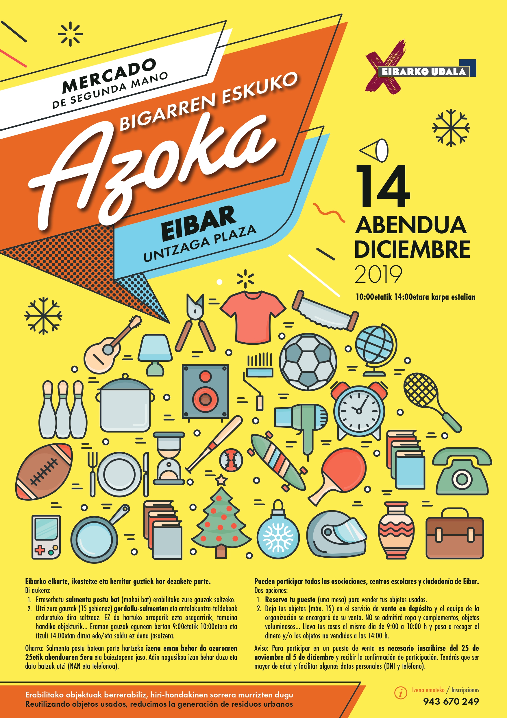 Eibar acogerá un mercado de segunda mano el próximo 14 de diciembre