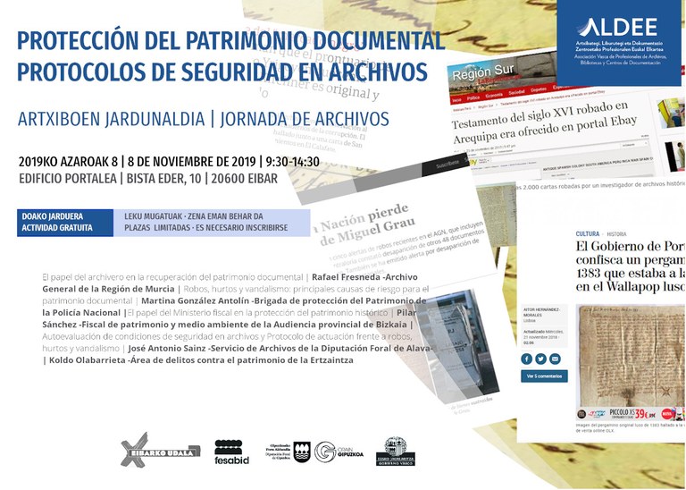 Eibar acogerá una jornada sobre protección del patrimonio documental y protocolos de seguridad en archivos