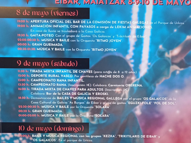 Eibar celebrará las Día das Letras Galegas, con un homenaje a Begoña Caamaño y un amplio programa cultural y festivo, del 8 al 10 de mayo