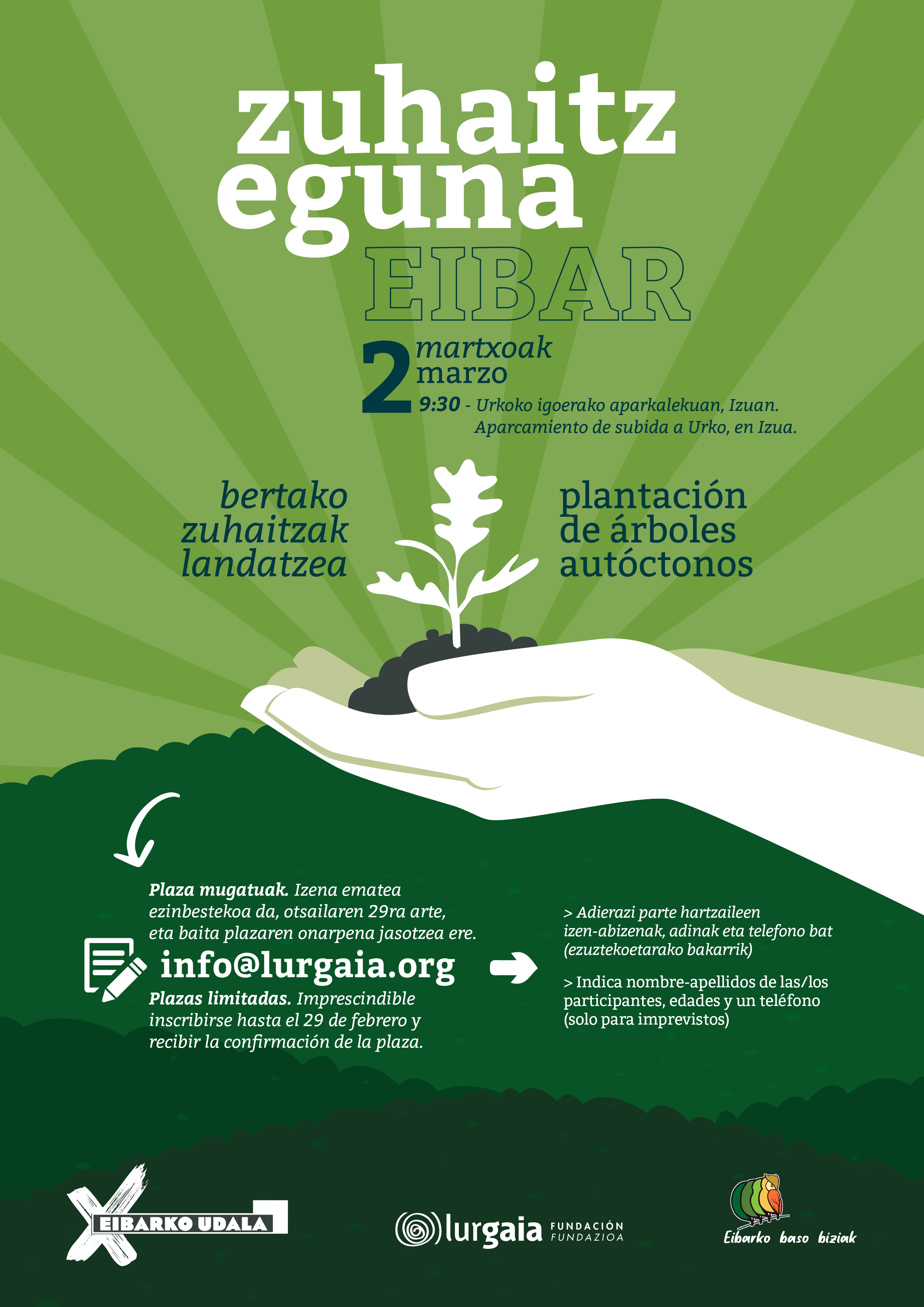 Eibar celebrará el 2 de marzo el 'Zuhaitz Eguna', con la plantación de 500 árboles autóctonos