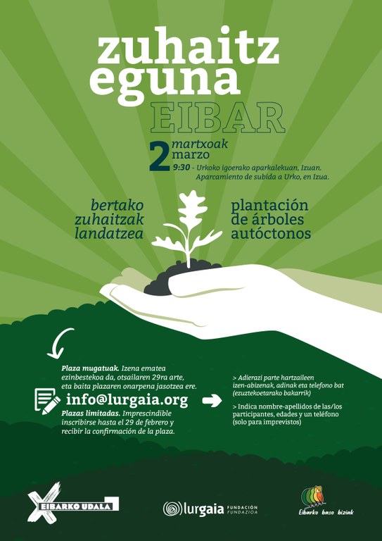Eibar celebrará el 2 de marzo el 'Zuhaitz Eguna', con la plantación de 500 árboles autóctonos.