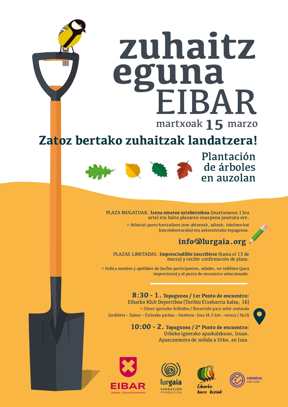 Eibar celebrará el Zuhaitz Eguna el 15 de marzo, con la plantación de 350 árboles y arbustos autóctonos Cartel del Zuhaitz Eguna.