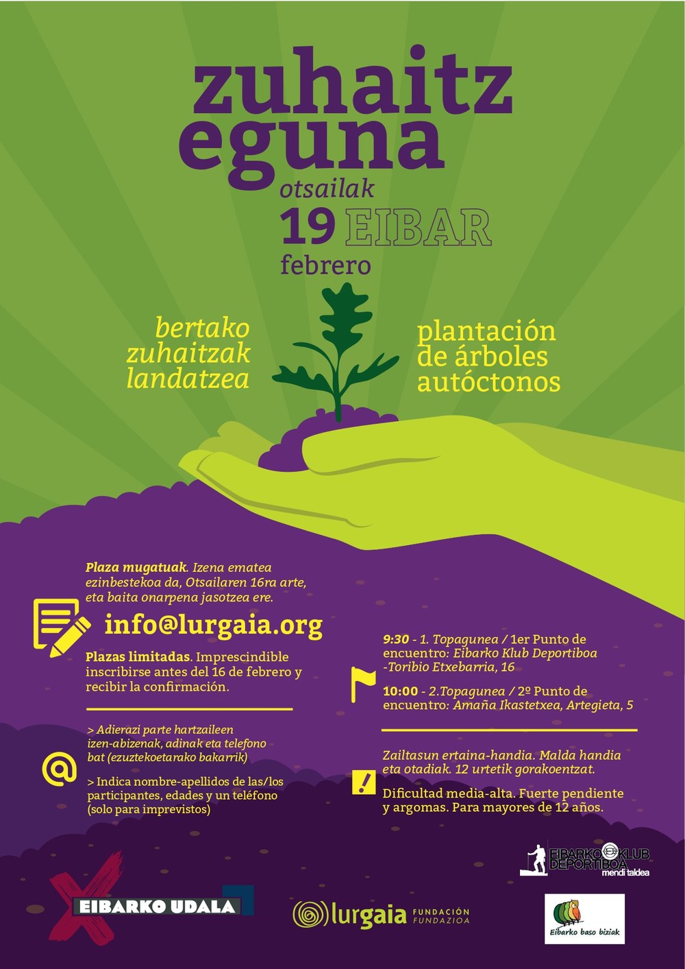 Eibar celebrará este año el Zuhaitz Eguna el 19 de febrero con la plantación de 130 árboles autóctonos Cartel.