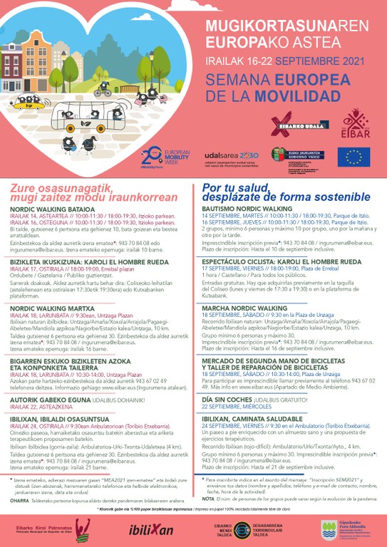 Cartel de actividades de la Semana Europea de la Movilidad.