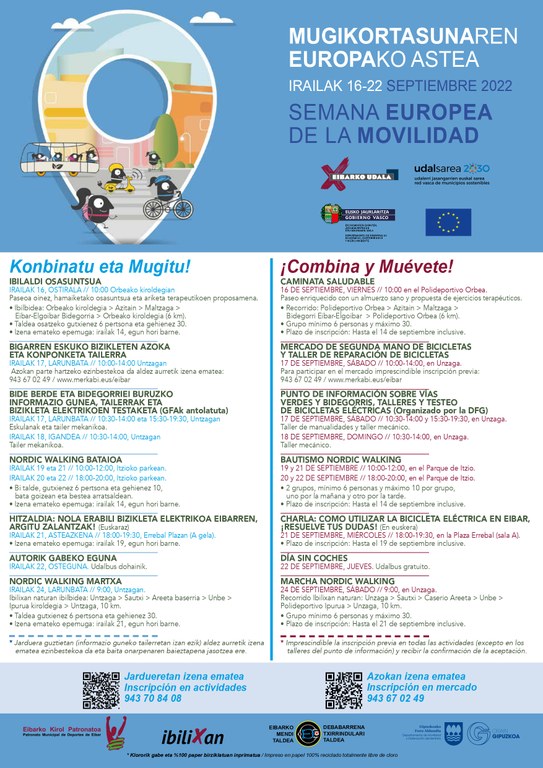 Eibar celebrará este mes una nueva edición de la Semana Europea de la Movilidad, con variadas actividades.