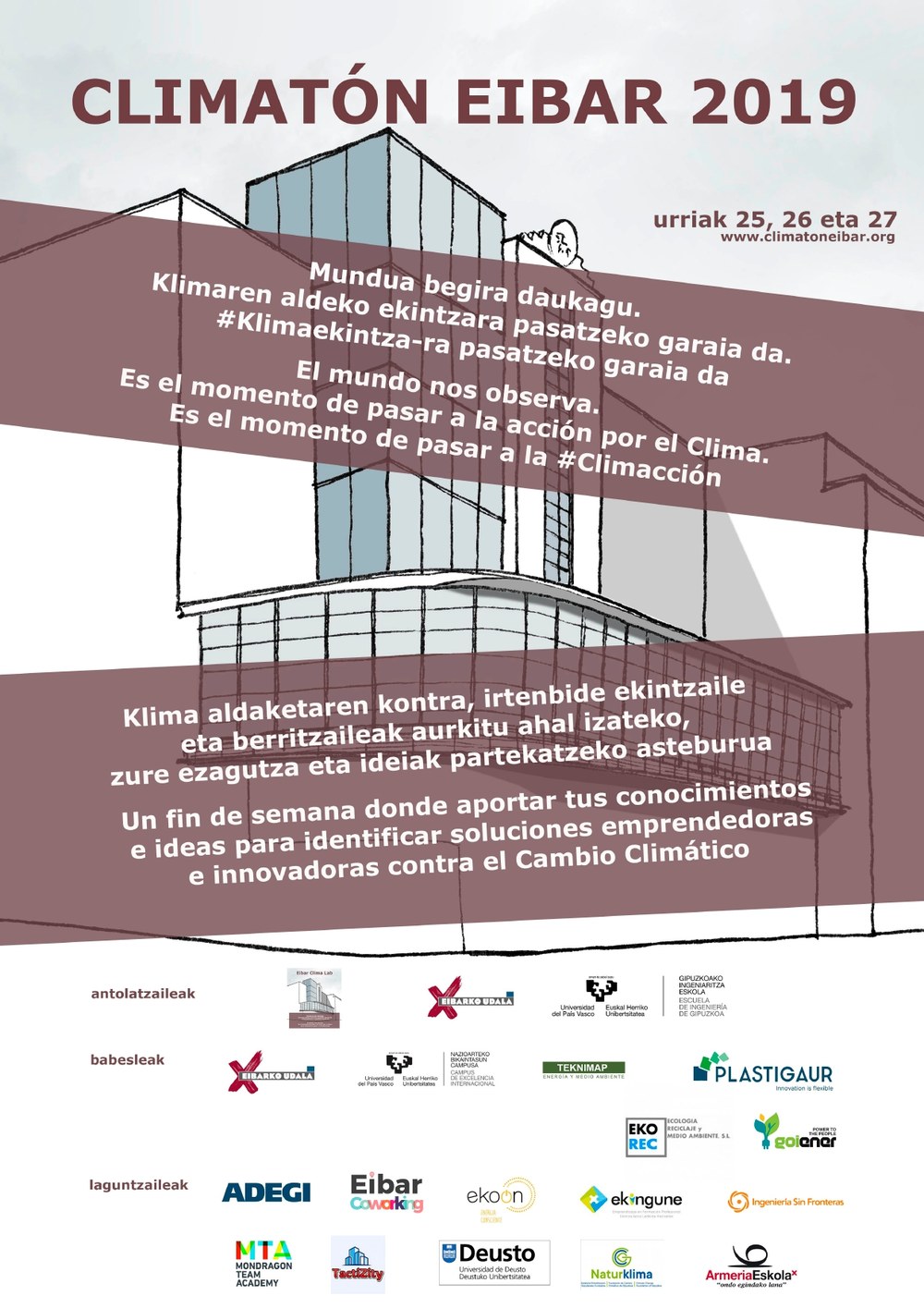 Eibar se suma, un año más, al Climatón, bajo el nombre “Climatón Jóvenes Ecoemprendedores Eibar 2019”