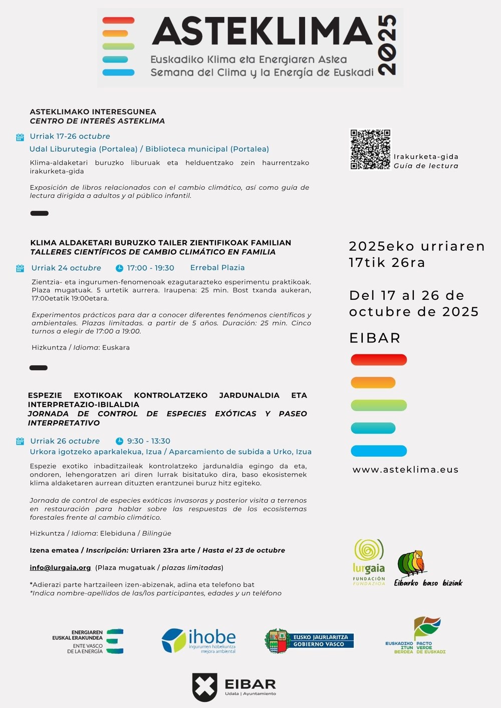 Eibar vuelve a sumarse a la Semana del Cambio Climático de Euskadi, Asteklima 2025 Cartel.
