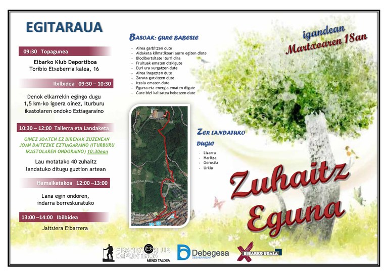 El área de Medio Ambiente del Ayuntamiento promueve, un año más, el "Zuhaitz Eguna" que tendrá lugar este domingo, 18 de marzo