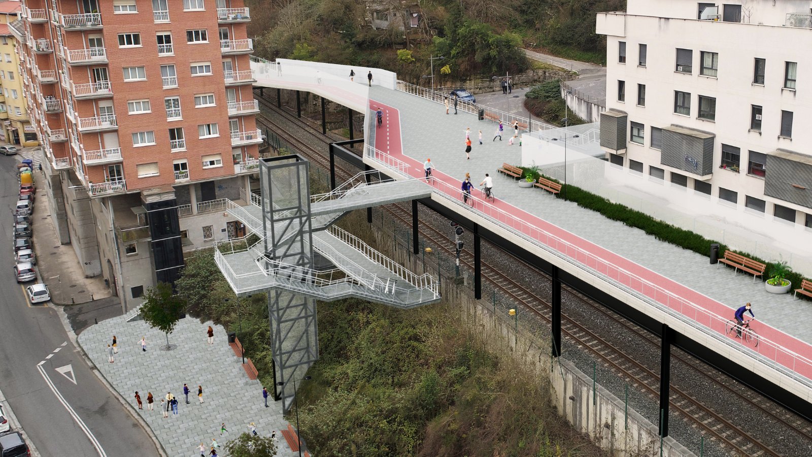 El Ayuntamiento adjudica la redacción del proyecto del ascensor público que unirá la calle Barakaldo con el paseo que se construirá sobre las vías del tren