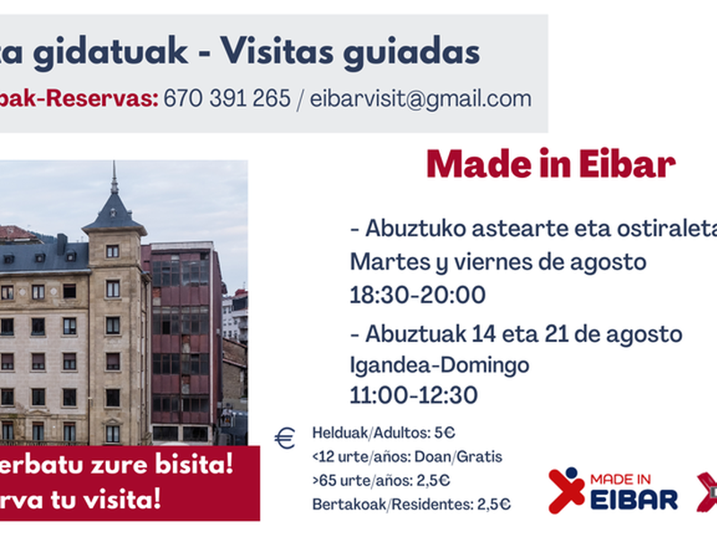 Cartel de las visitas guiadas en agosto.
