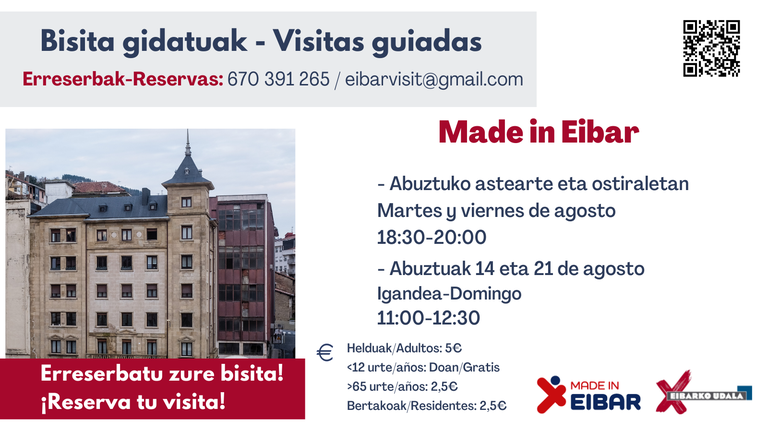 El Ayuntamiento de Eibar continúa poniendo en valor la historia y el atractivo de la ciudad mediante visitas guiadas en agosto