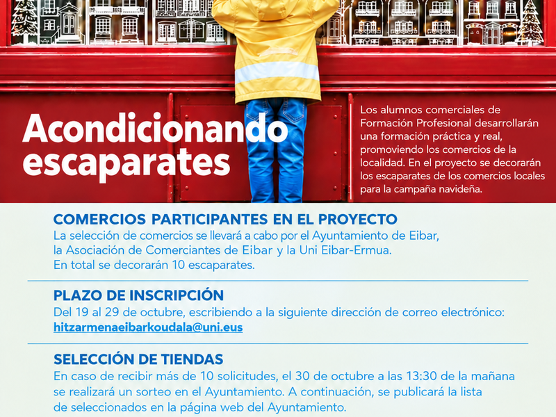 El Ayuntamiento de Eibar impulsa un programa para que el alumnado de FP adquiera experiencia práctica en escaparatismo