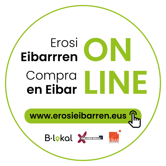 El Ayuntamiento pone en marcha la plataforma digital www.erosieibarren.eus, para poder realizar compras online en comercios eibarreses Imagen de la iniciativa 'Erosi Eibarren'.