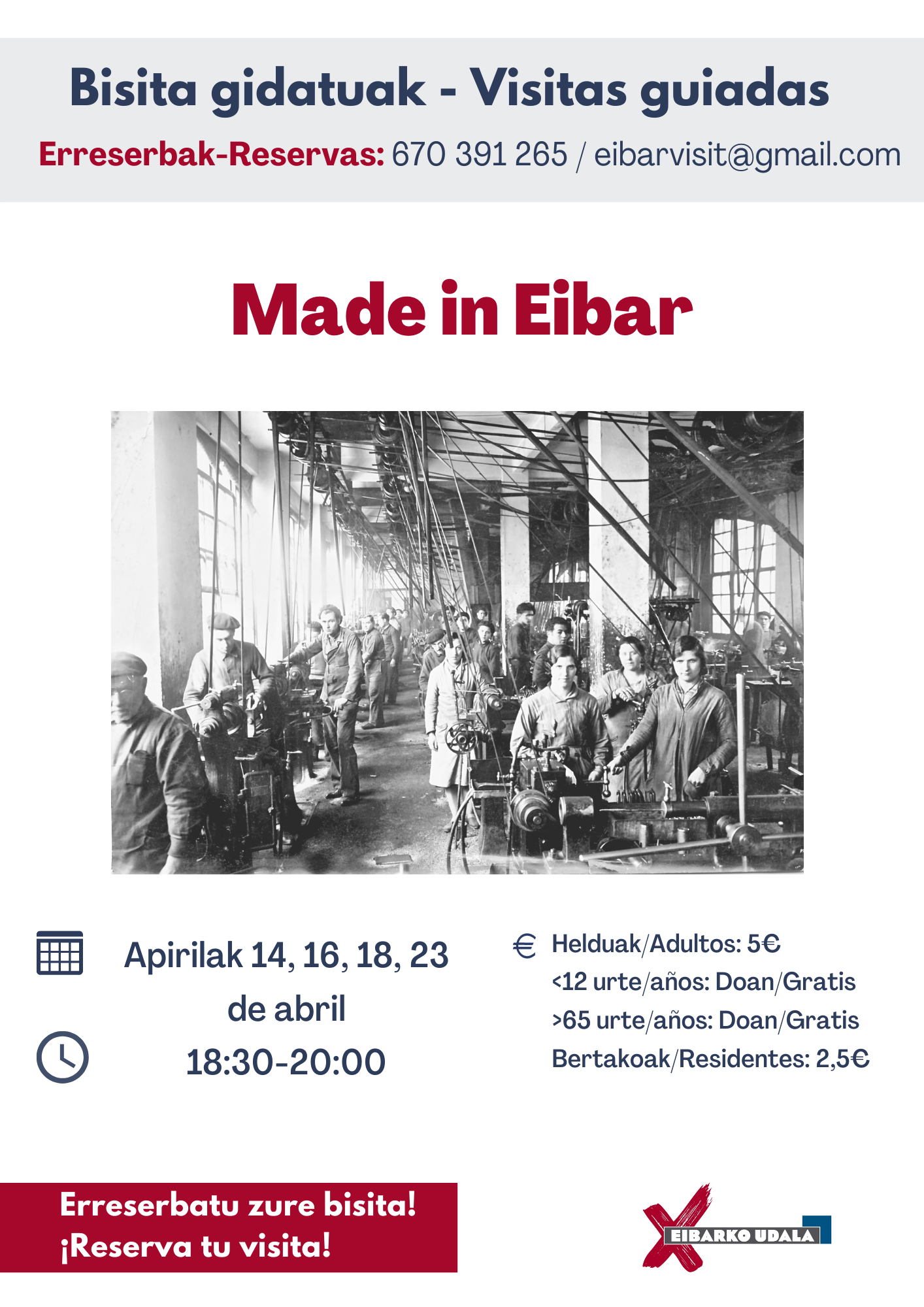 El Ayuntamiento de Eibar pone en marcha una nueva edición de visitas guiadas para poner en valor la historia y el atractivo de la ciudad
