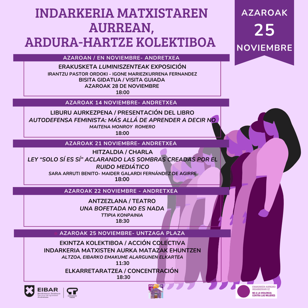 Cartel de actividades del 25N.