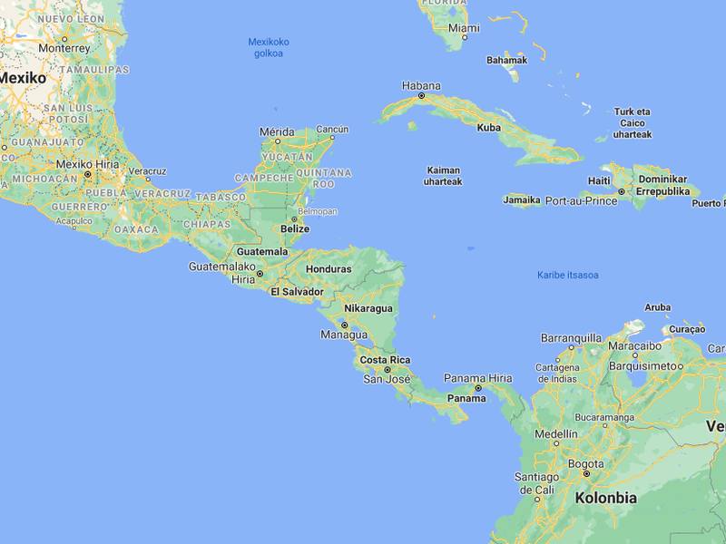 Imagen de mapa de Centroamérica.