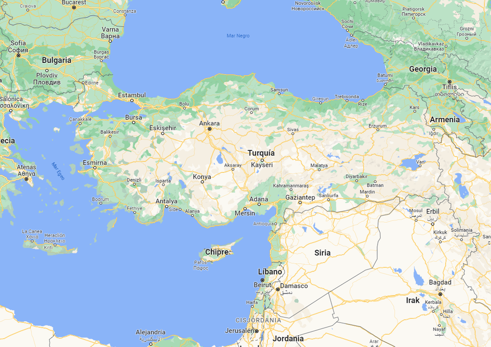 El Ayuntamiento destinará 3.000 euros de ayuda humanitaria para atender a las personas afectadas por el terremoto en Turquía y Siria Mapa en el que se ubican Turquía y Siria.