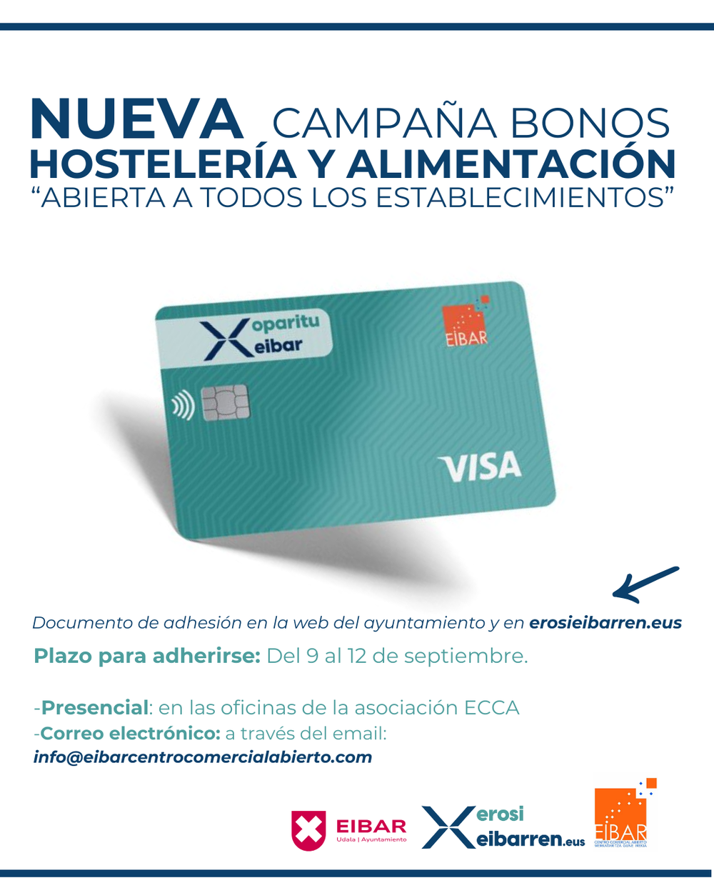 El Ayuntamiento lanza una nueva campaña de bonos dirigida al sector la alimentación y a la hostelería de Eibar Cartel.