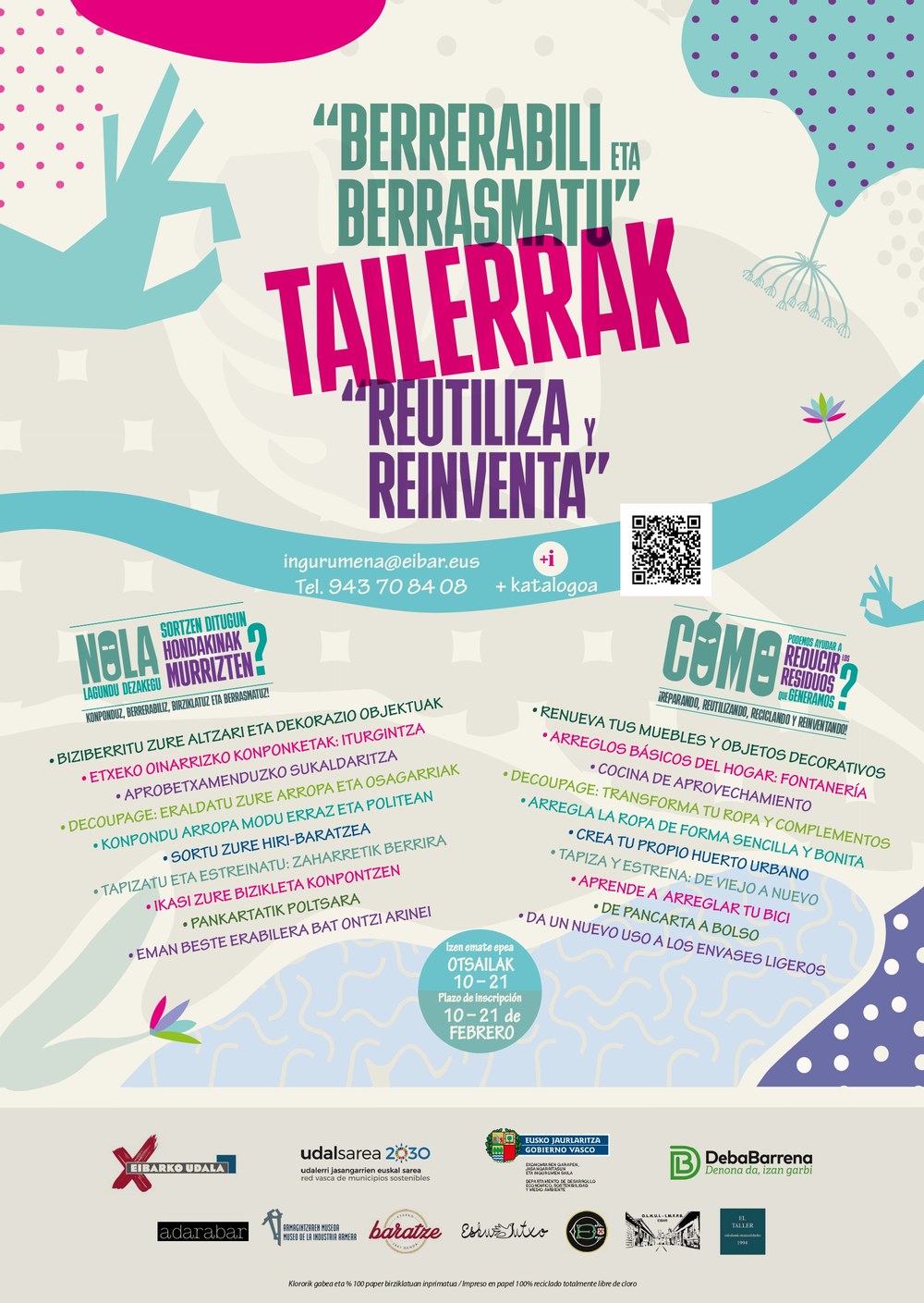 El Ayuntamiento organiza la tercera edición de los talleres ‘Reutiliza y Reinventa’, que se celebrarán entre marzo y mayo El Ayuntamiento organiza la tercera edición de los talleres ‘Reutiliza y Reinventa’, que se celebrarán entre marzo y mayo.