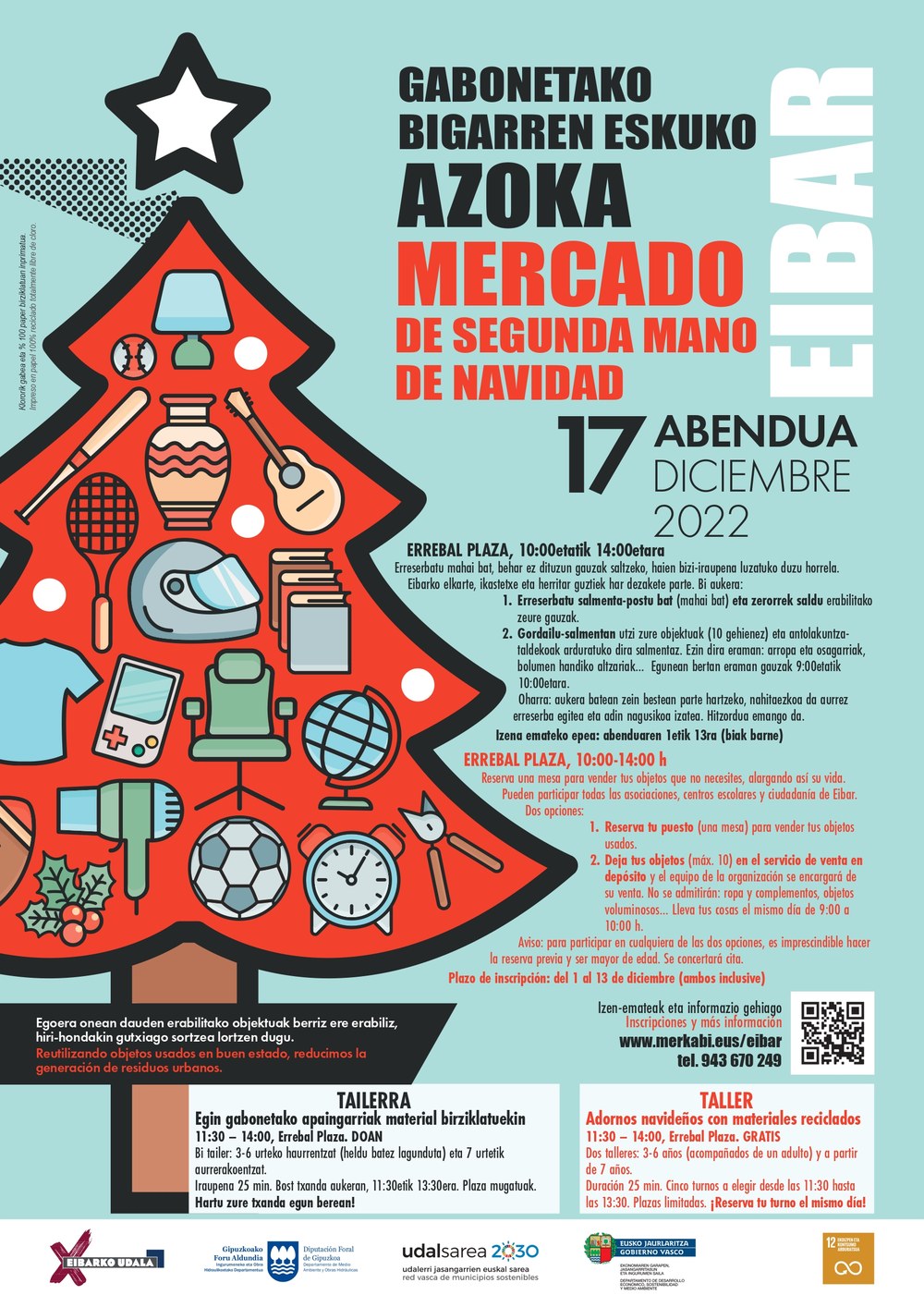 El Ayuntamiento organiza una nueva edición del Mercado de Segunda Mano de Navidad, que se celebrará el 17 de diciembre Cartel del Mercado de Segunda Mano de Navidad.