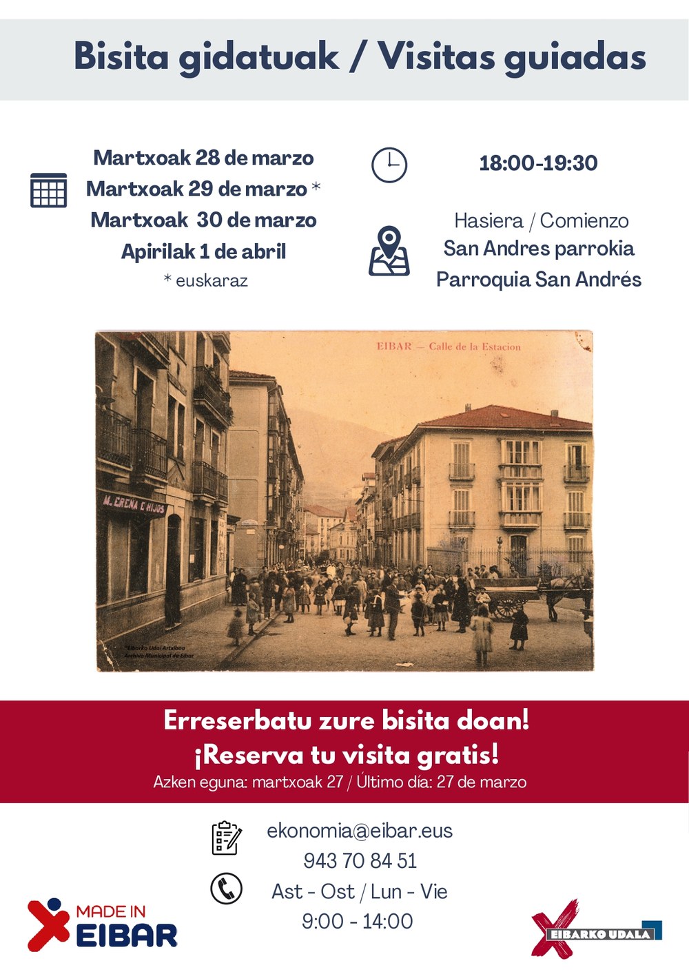 El Ayuntamiento programa una nueva edición de las visitas guiadas por Eibar El Ayuntamiento programa una nueva edición de las visitas guiadas por Eibar.