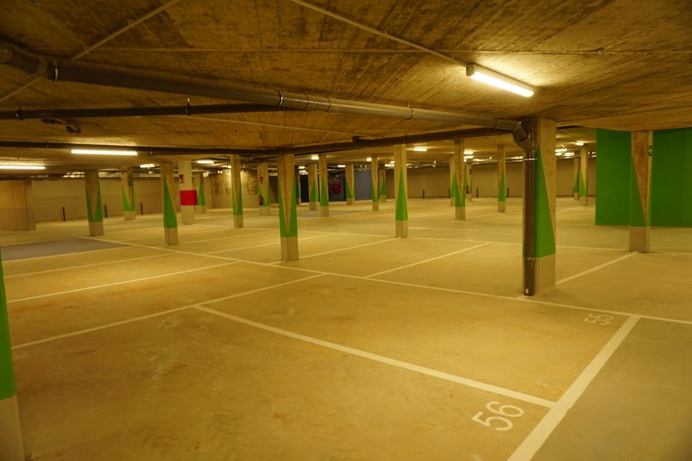 Imagen del aparcamiento de la planta -1 del edificio 'Errebal Plazia'.