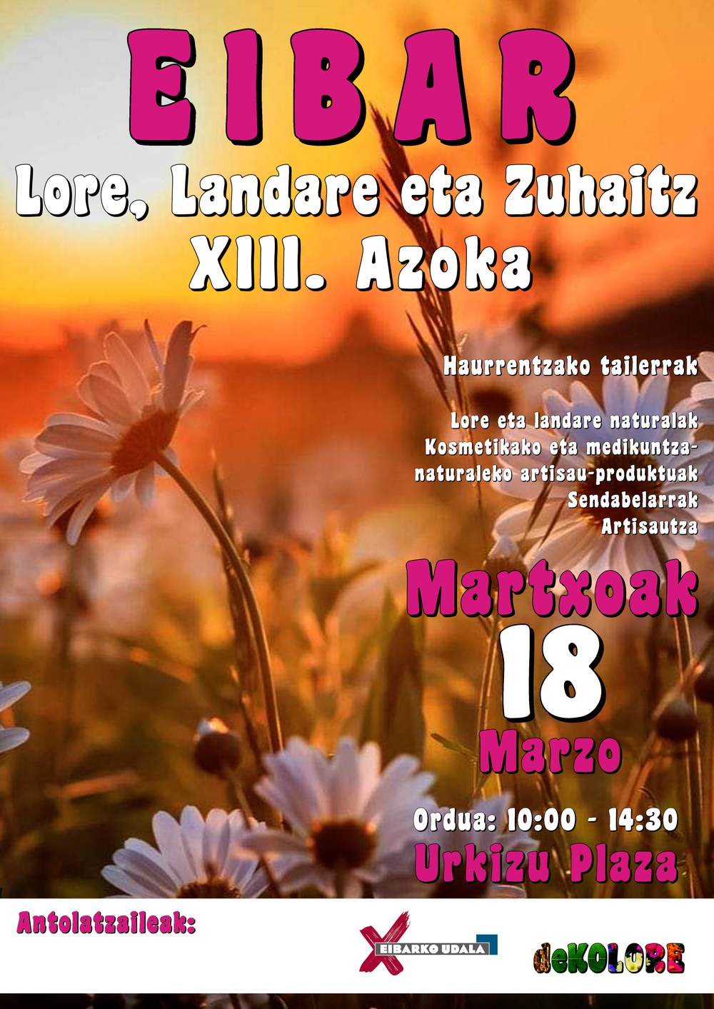 El parque de Urkizu acogerá este sábado una nueva edición de la Feria de Flores, Plantas y Árboles Cartel de la Feria de Flores, Plantas y Árboles.