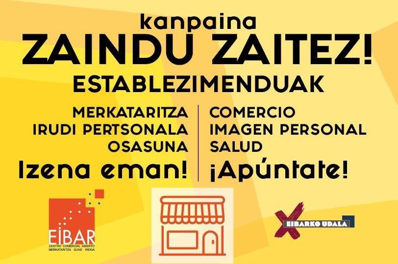En breve arrancará la iniciativa 'Zaindu zaitez', una nueva campaña de bonos-compra para el comercio eibarrés Imagen de la iniciativa 'Zaindu zaitez'.