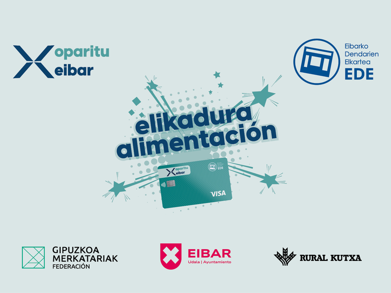 La asociación de comerciantes de Eibar junto con el Ayuntamiento pone en marcha una nueva campaña de bonos-tarjeta de alimentación con la emisión de 288 bonos