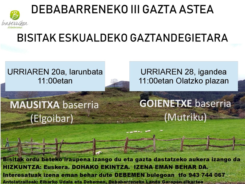 La "III Semana del Queso de Debabarrena" se desarrollará del 19 al 28 de octubre