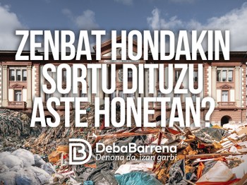 La Mancomunidad llenará de basura la plaza de Unzaga el día 24 para sensibilizar a la población en la Semana Europea de la Prevención de Residuos.