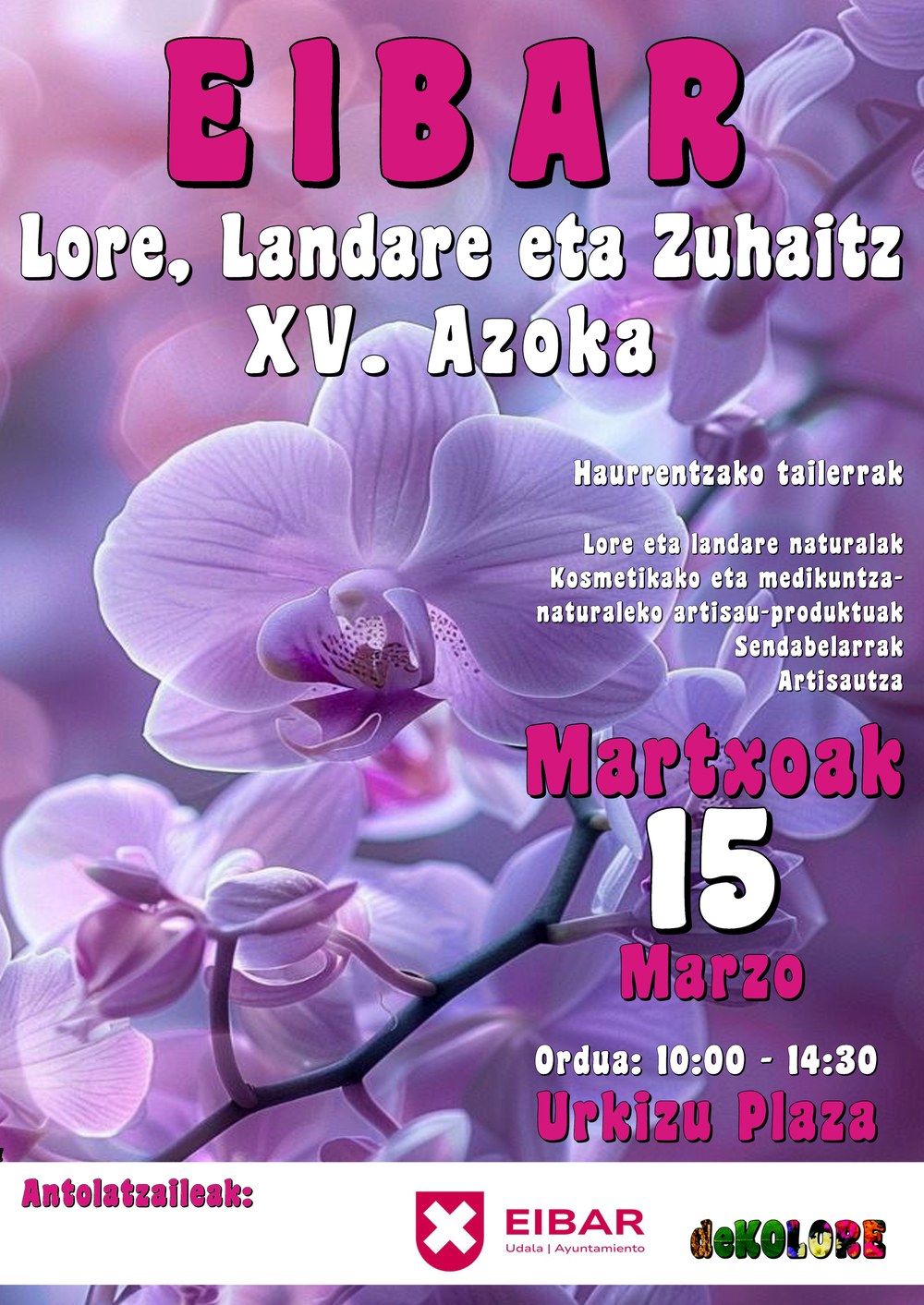 La XV Feria de Flores, Plantas y Árboles se celebrará este sábado, 15 de marzo, en Urkizu Cartel.