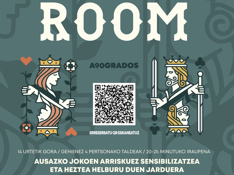 Adikzioak prebenitzeko Escape Rooma Untzagan Escape Roomaren kartela data eta ordutegiarekin.