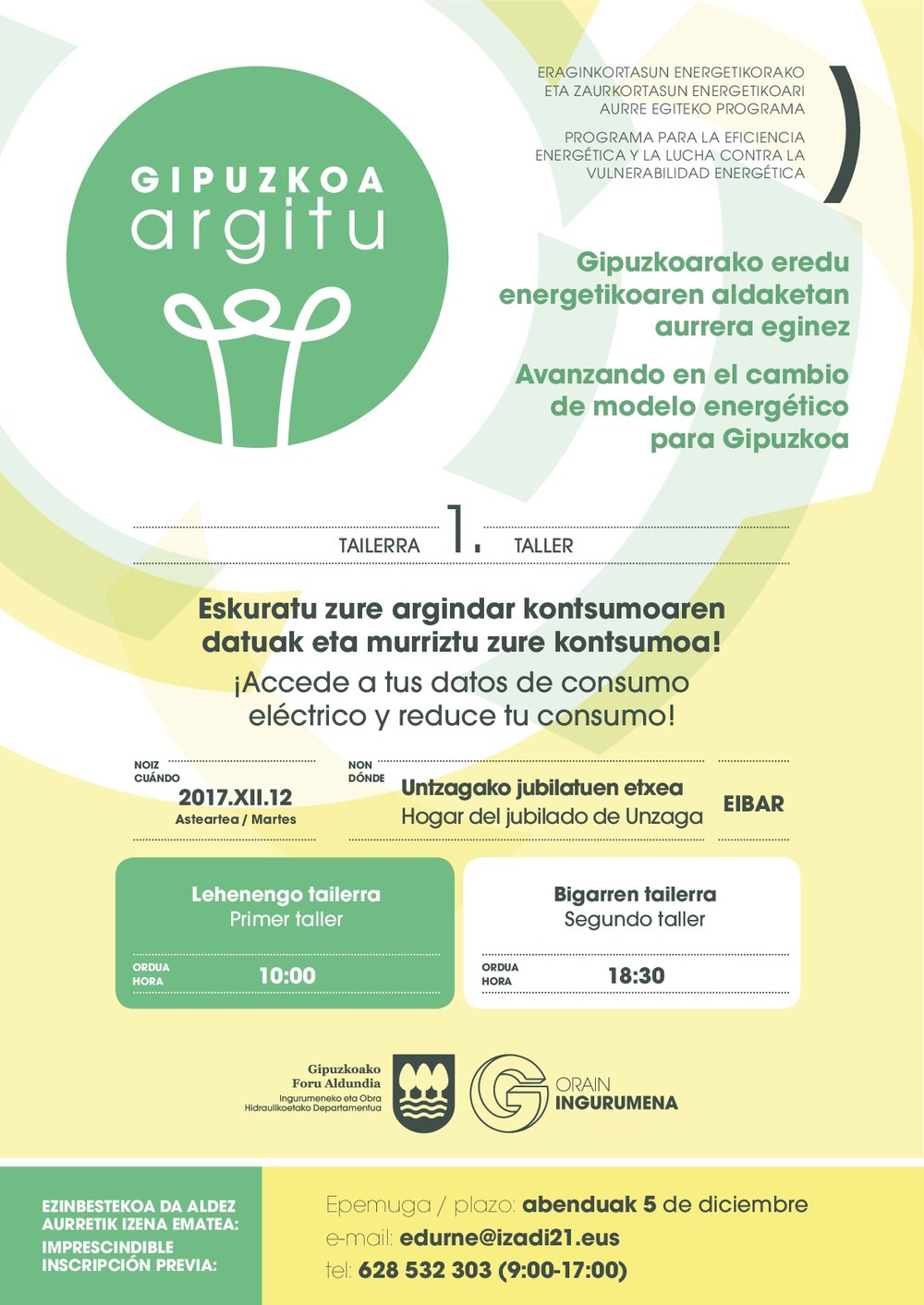 Argindarraren kontsumoen informazio egokia eskuratu eta kontrolatzeko saio praktikoak Eibarren