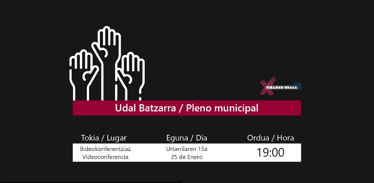 Gaur arratsaldean egingo da urtarrileko ohiko Osoko Bilkura 2021eko urtarrilaren 15ean egindako ezohiko bilkuraren irudia.