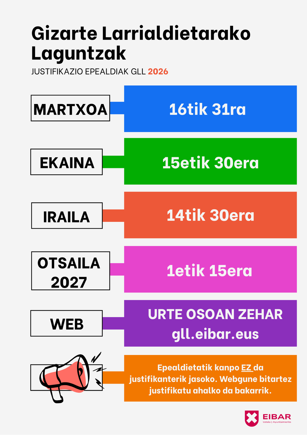 Gizartekintza Sailak gogorarazi du aurten ezarritako epeen barruan soilik jasoko direla GLLen egiaztagiriak
