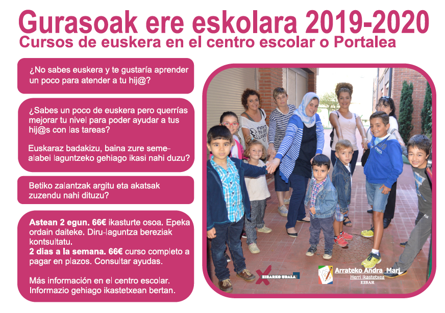 "Gurasoak ere eskolara" izeneko ekimena abian, aurten ere