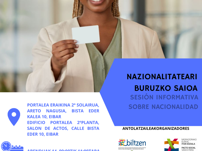 Nazionalitateari buruzko saioaren kartela