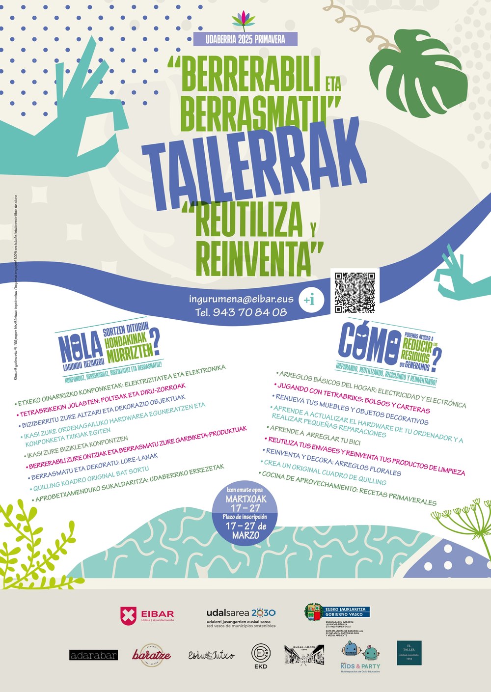 “Tetrabrikekin jolasten: poltsak eta diru-zorroak” tailerraren zerrenda (Berrerabili eta Berrasmatu 2025-01) kartela