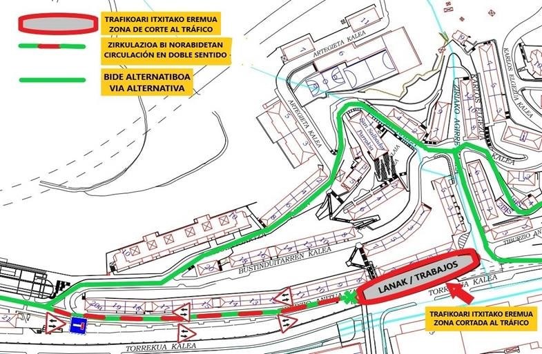 Trafiko desbideraketa Tiburzio Anitua kaleko lanak direla-eta Trafiko desbideraketa Tiburzio Anitua kaleko lanak direla-eta.