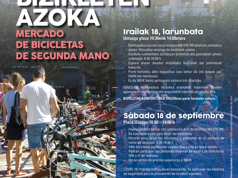 Bigarren eskuko bizikleten azoka eta konponketa tailerra - Mugikortasunaren Europako Astea kartela