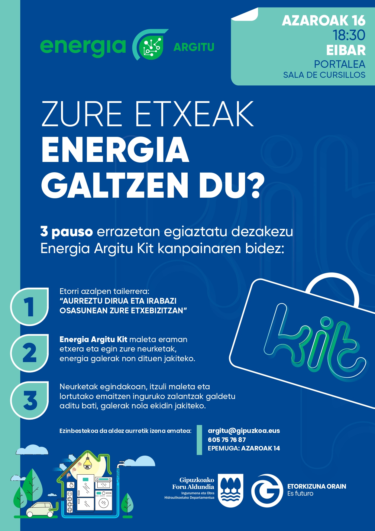 "Energia Argitu Kit" iritsi da Eibarrera, nork bere etxeko autodiagnostiko energetikoa egiteko aukera ematen duen kanpaina.