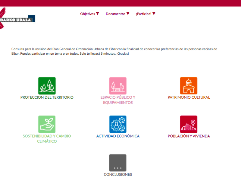 HAPOren (Hiri Antolamendurako Plan Orokorra) webgune berriaren 'Parte hartu' atalaren irudia.
